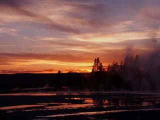 Sunset Over Hot Pools